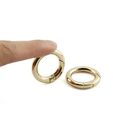 JCBIZ 6pcs 19x29mm Round Spring Snap Hooks Clip DIY Accessories for Handbag Purse Shoulder Strap Key Chains Buckle Zinc Alloy Circle Round Metal Spring Key Ring(Gold)