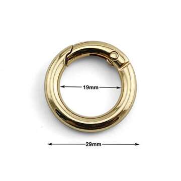 JCBIZ 6pcs 19x29mm Round Spring Snap Hooks Clip DIY Accessories for Handbag Purse Shoulder Strap Key Chains Buckle Zinc Alloy Circle Round Metal Spring Key Ring(Gold)