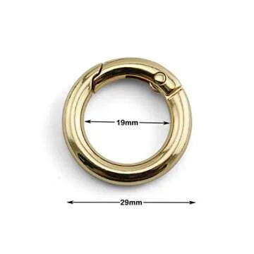 JCBIZ 6pcs 19x29mm Round Spring Snap Hooks Clip DIY Accessories for Handbag Purse Shoulder Strap Key Chains Buckle Zinc Alloy Circle Round Metal Spring Key Ring(Gold)