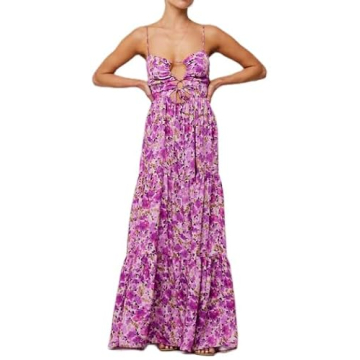Women Y2k Floral Summer Casual Sleeveless Maxi Dresses Sexy Backless Bodycon Dresses Spaghetti Strap...
