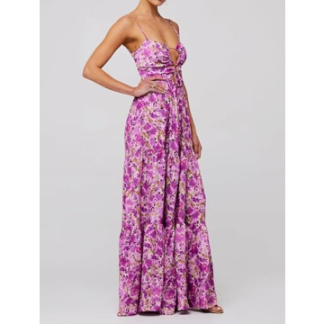 Women Y2k Floral Summer Casual Sleeveless Maxi Dresses Sexy Backless Bodycon Dresses Spaghetti Strap Long Dresses