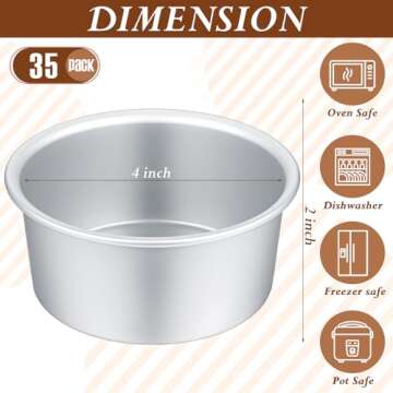 Gerrii 35 Pcs 4 Inch Small Mini Round Cake Pans for Baking Nonstick Aluminum Cake Pans Cheese, Pizza...