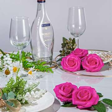 Coferset 25pcs Real Looking Artificial Rose Flowers for Decor