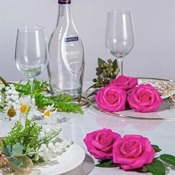 Coferset 25pcs Real Looking Artificial Rose Flowers for Decor