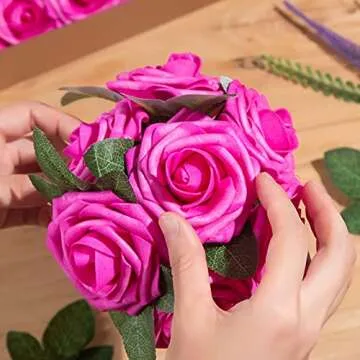 Coferset 25pcs Real Looking Artificial Rose Flowers for Decor