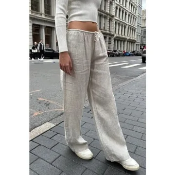 Trendy HOXIJIA Women Striped Pants for Stylish Comfort