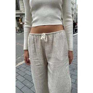 Trendy HOXIJIA Women Striped Pants for Stylish Comfort