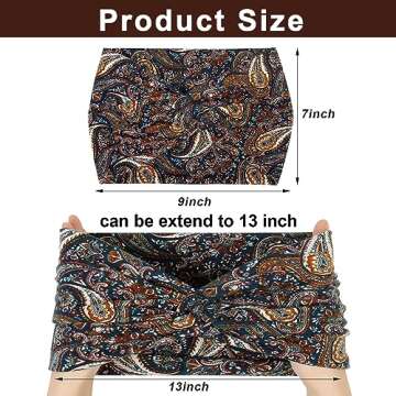 7'' Boho Wide Headbands Turban Twist Knotted Headband Floral Printed Hair Bands Sweat Workout Sport ...
