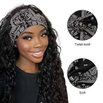 7'' Boho Wide Headbands Turban Twist Knotted Headband Floral Printed Hair Bands Sweat Workout Sport Yoga Hair Accessories for Women and Girls, 4 Pack