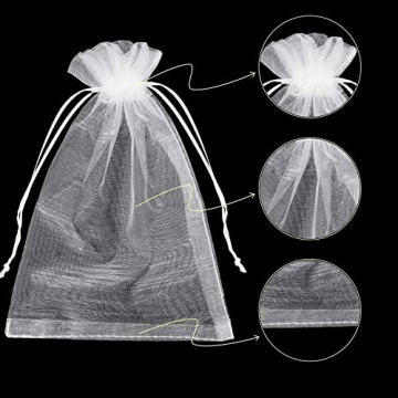 100PCS Sheer Organza Bags, White Wedding Favor Bags with Drawstring, 4x6 inches Jewelry Gift Bags for Party, Jewelry, Festival, Makeup