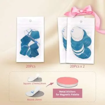 AJLTPA Magnetic Makeup Palette with Clear Top, 3Pack Empty Eyeshadow Pan Dispensing Storage Box with 60Pcs Adhesive Metal Stickers for DIY Cosmetics Lipstick Blush Powder-7.71”X4.33”Palette