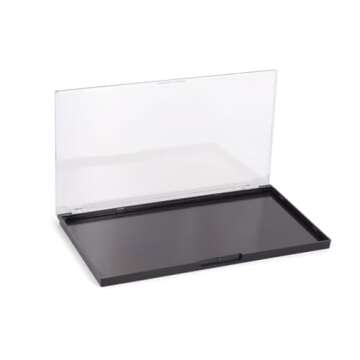 AJLTPA Magnetic Makeup Palette with Clear Top, 3Pack Empty Eyeshadow Pan Dispensing Storage Box with 60Pcs Adhesive Metal Stickers for DIY Cosmetics Lipstick Blush Powder-7.71”X4.33”Palette