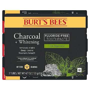 Burt's Bees Toothpaste, Natural Flavor, Charcoal Fluoride-Free Toothpaste, Zen Peppermint, 4.7 oz, P...
