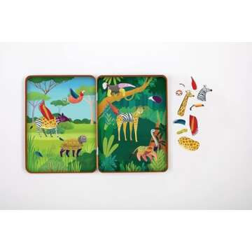 Mudpuppy Wild Mix-Up Magnetic Build-It from Includes 2 Illustrated Background Scenes & 70+ Mix and M...