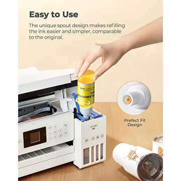 Hiipoo Sublimation Ink Refilled Bottles Compatible for ET2400 ET2720 ET2760 ET2750 ET4800 ET-2800 ET-2803 ET-2850 Inkjet Printers Heat Press Transfer on Mugs T-Shirts