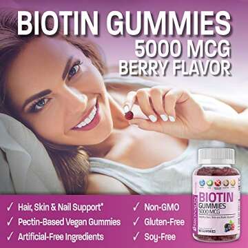 Bronson Biotin Gummies 5000 MCG for Hair Skin Nails