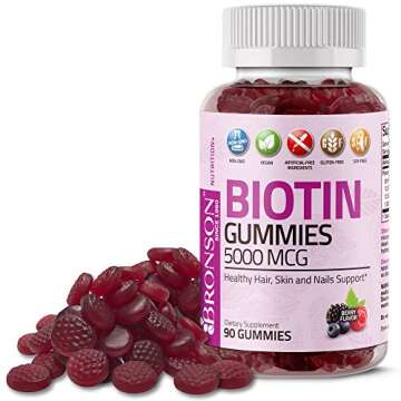 Bronson Biotin Gummies 5000 MCG for Hair Skin Nails