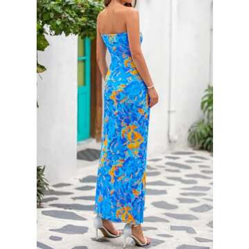 PRETTYGARDEN Womens Summer Printed Tube Maxi Dress Strapless Bodycon Sleeveless Night Out Long Dress...