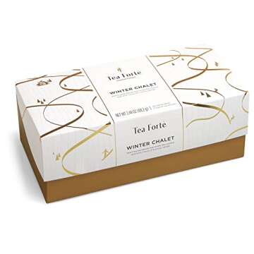 Tea Forte Presentation Box Winter Chalet Tea Sampler Gift Set, 20 Assorted Variety Handcrafted Pyramid Tea Infuser Bags with Winter Spiced Teas