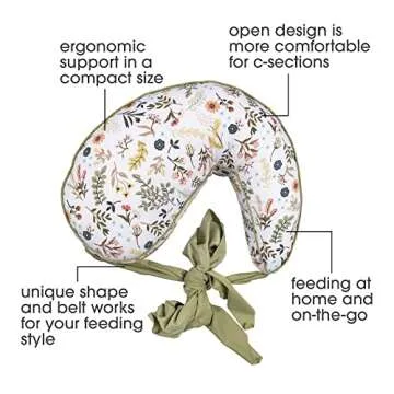 Boppy Anywhere Travel Nursing Pillow, Sage and Spice Floral, Plus Sized to Petite with Stretch Belt, Portable Nursing Pillow, Breastfeeding and Bottle-Feeding Support, Machine Washable