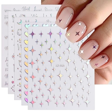 JMEOWIO 12 Sheets Aurora Nail Art Stickers Set - Vibrant Self-Adhesive Designs
