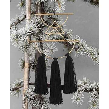 Boho Wall Decor Black Macrame Wall Hanging Metal Wall Art Cute Home Small Wall Decor 12" H