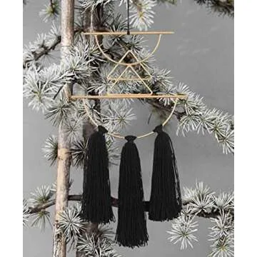 Boho Wall Decor Black Macrame Wall Hanging Metal Wall Art Cute Home Small Wall Decor 12" H
