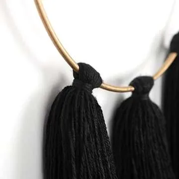 Boho Wall Decor Black Macrame Wall Hanging Metal Wall Art Cute Home Small Wall Decor 12" H