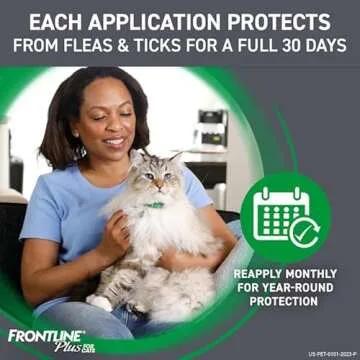 Frontline Plus Flea and Tick Treatment for Cats Over 1.5 lbs. 3 Treatments