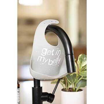 Bella Tunno Wonder Bib – Waterproof Silicone Bibs for Boys & Girls, Non-toxic & BPA Free Silicone Baby Bibs & Toddler Bibs with Adjustable Neck, Easy to Clean (Get in My Belly)