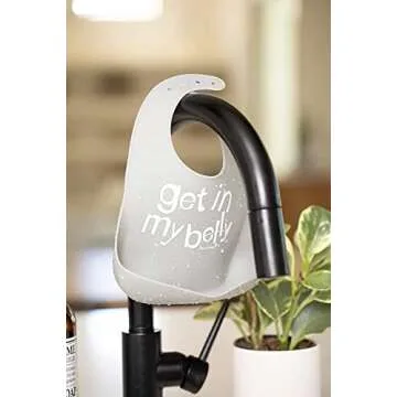 Bella Tunno Wonder Bib – Waterproof Silicone Bibs for Boys & Girls, Non-toxic & BPA Free Silicone Baby Bibs & Toddler Bibs with Adjustable Neck, Easy to Clean (Get in My Belly)