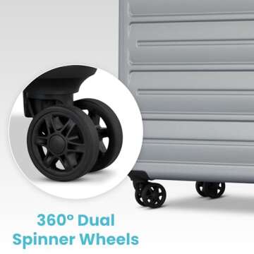 Westridge Hardshell Luggage Set - 3 Piece Set - 20" Carry-On, 24” & 28” Checked Luggage Set with 360° Spinner Wheels - Expandable Suitcases for Extended Travel - Durable ABS Shell - Silver