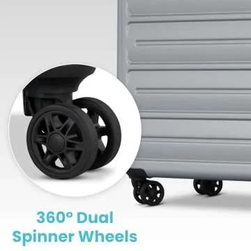 Westridge Hardshell Luggage Set - 3 Piece Set - 20" Carry-On, 24” & 28” Checked Luggage Set with 360° Spinner Wheels - Expandable Suitcases for Extended Travel - Durable ABS Shell - Silver