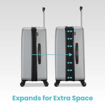 Westridge Hardshell Luggage Set - 3 Piece Set - 20" Carry-On, 24” & 28” Checked Luggage Set with 360° Spinner Wheels - Expandable Suitcases for Extended Travel - Durable ABS Shell - Silver