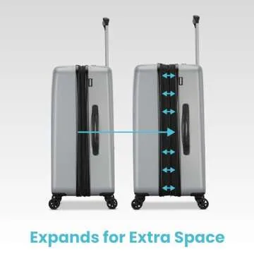 Westridge Hardshell Luggage Set - 3 Piece Set - 20" Carry-On, 24” & 28” Checked Luggage Set with 360° Spinner Wheels - Expandable Suitcases for Extended Travel - Durable ABS Shell - Silver