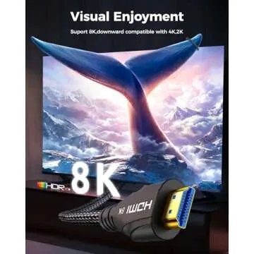 Cratree HDMI Cable 15FT Long - 8K Ultra High Speed HDMI Cable,48Gbps Braided HDMI Cord,8K 60hz,4K 120hz,eARC,HDCP 2.2&2.3 - Compatible for HDTV/PS5/Xbox