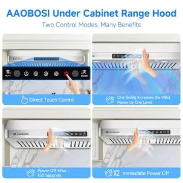 AAOBOSI Range Hood 30 inch Under Cabinet, 700-CFM Gesture Sensing 3 Speed Non-Ducted Ductless Range Hood with LED Lights Exhaust Fan, Stainless Steel Kitchen Vent Hood