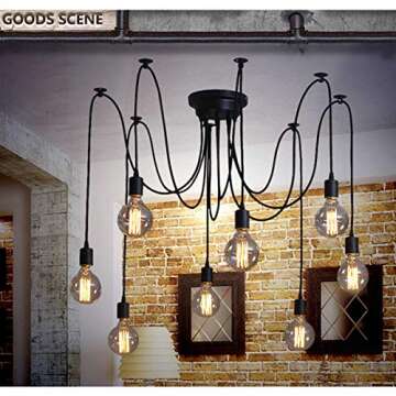 ZHMA Ceiling Spider Lamp Light Pendant Lighting, Antique Classic Adjustable DIY Lighting Chandelier ...