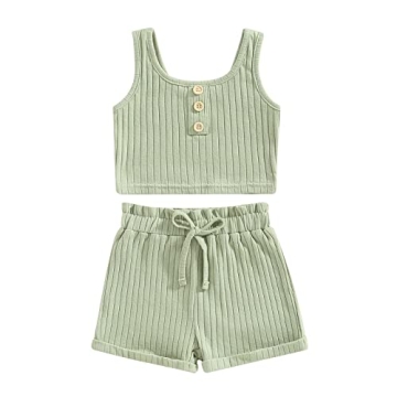 MOREELUCK Baby Girl Summer Outfit 2PCS Set