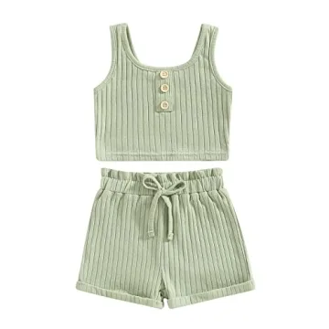 MOREELUCK Baby Girl Summer Outfit 2PCS Set