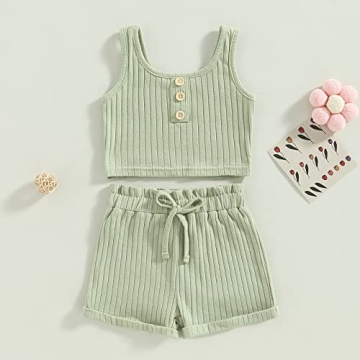 MOREELUCK Baby Girl Summer Outfit 2PCS Set