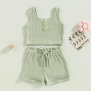 MOREELUCK Baby Girl Summer Outfit 2PCS Set