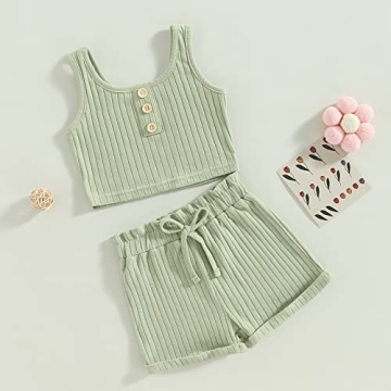 MOREELUCK Baby Girl Summer Outfit 2PCS Set