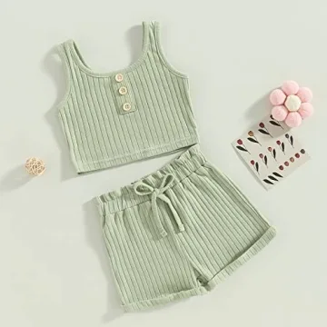 MOREELUCK Baby Girl Summer Outfit 2PCS Set