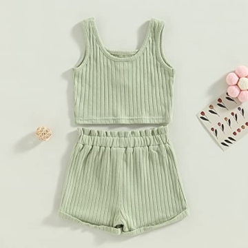 MOREELUCK Baby Girl Summer Outfit 2PCS Set
