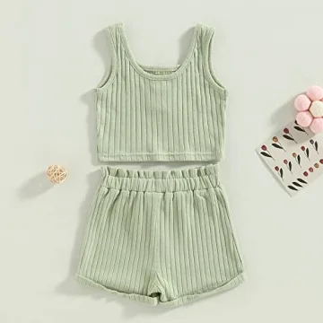 MOREELUCK Baby Girl Summer Outfit 2PCS Set