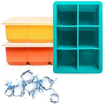 Excnorm Silicone Ice Cube Trays 3 Pack - Large BPA Free Ice Molds