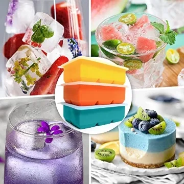 BPA Free Silicone Ice Cube Trays 3 Pack - Large Molds
