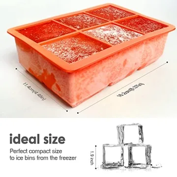 BPA Free Silicone Ice Cube Trays 3 Pack - Large Molds