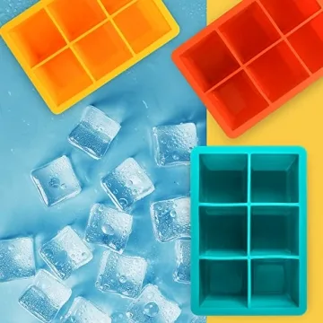 BPA Free Silicone Ice Cube Trays 3 Pack - Large Molds